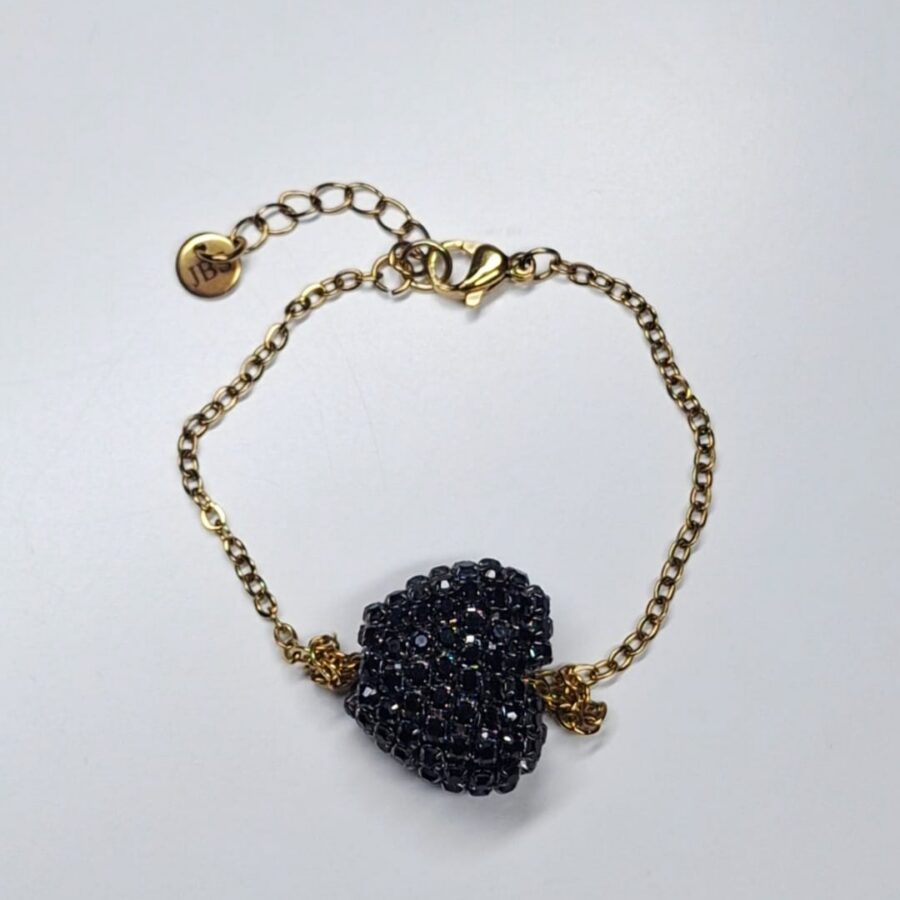 black heart goud armband