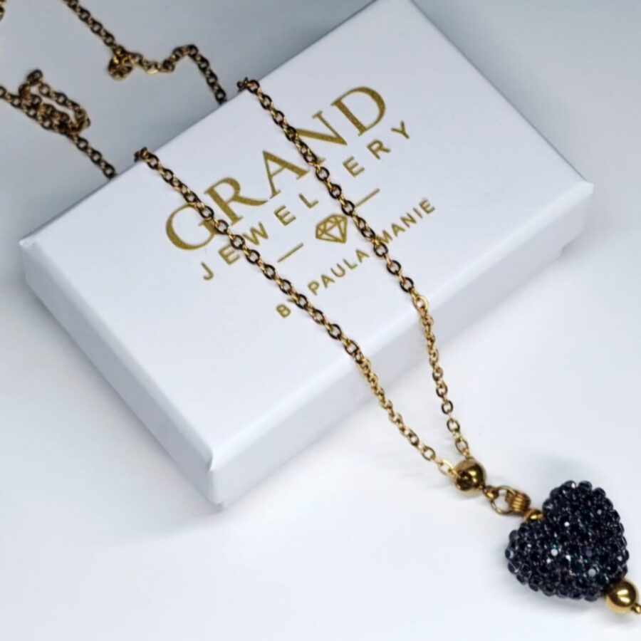 black heart goud ketting