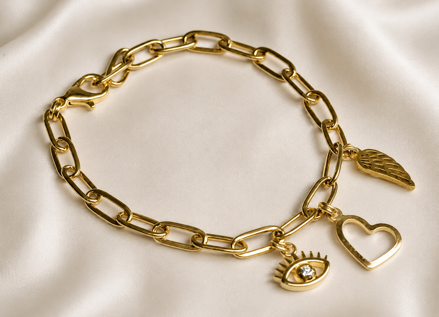 golden charms armband hart oog vleugel golden charms armband hart oog vleugel