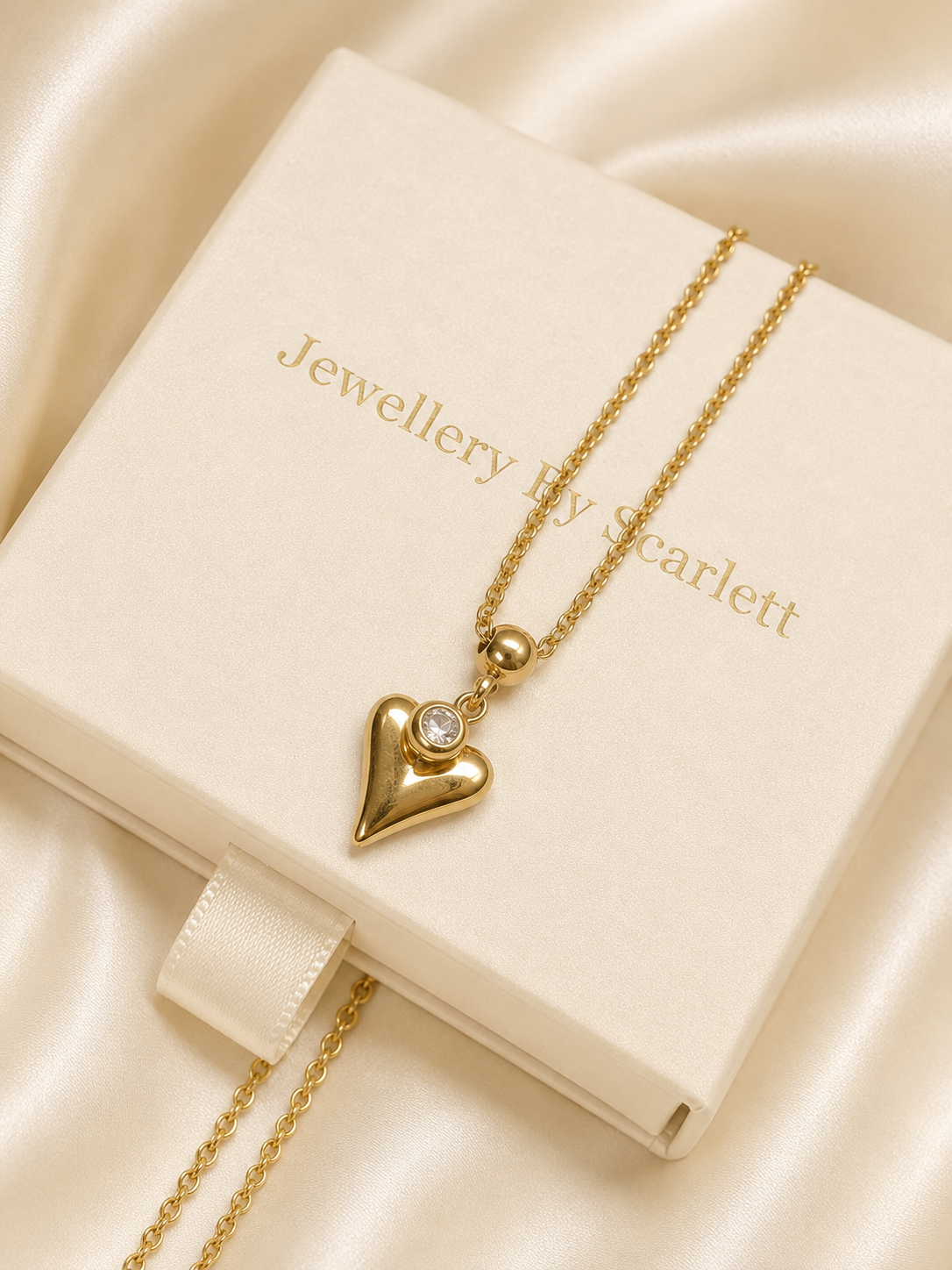 love spark ketting Love Spark Gold-Filled ketting met hartvormige hanger en zirkonia – Grand Jewellery PM