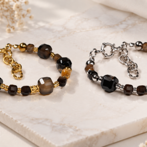 Home agaat armband goud zilver