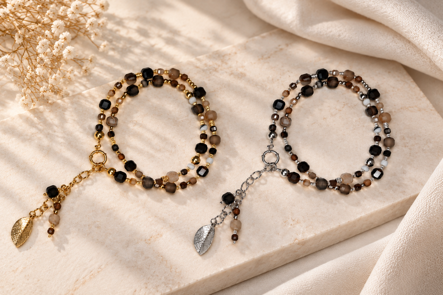agaat ketting met blad goud zilver agaat ketting met blad goud zilver