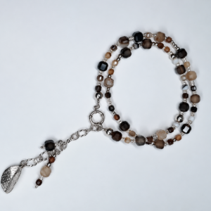 agaat ketting met blad zilver