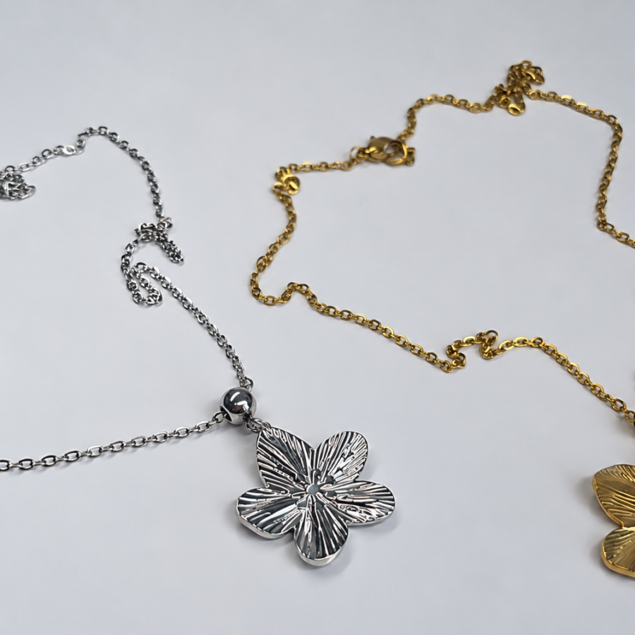 bloem ketting goud zilver