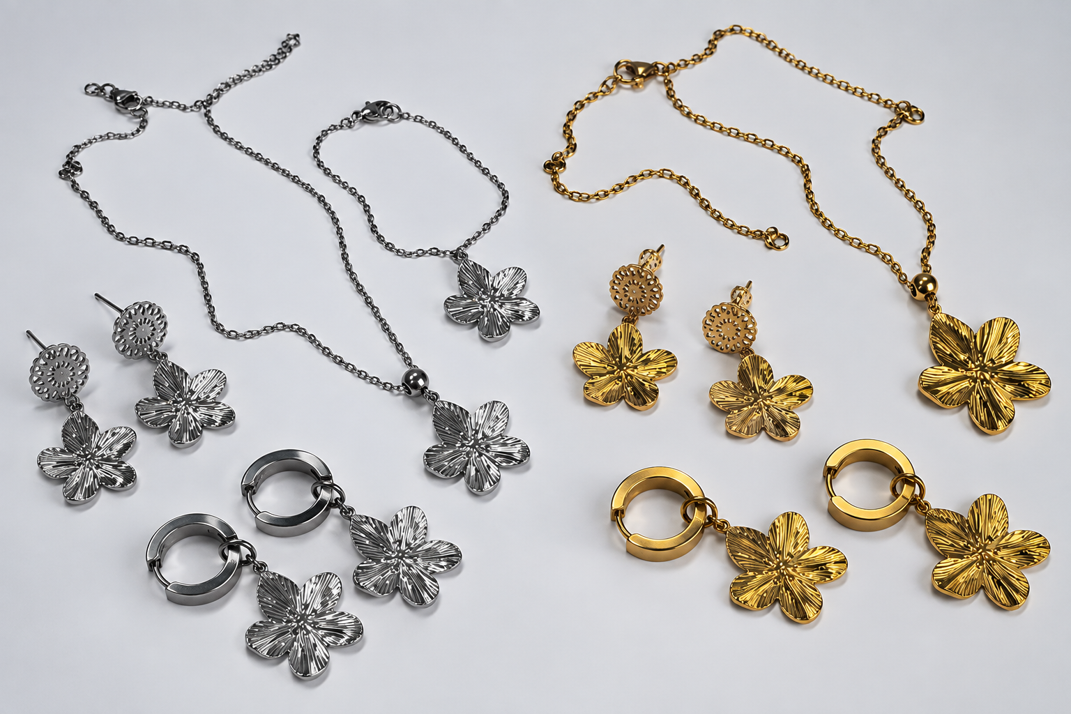 bloem sieradenset goud zilver bloem sieradenset goud zilver