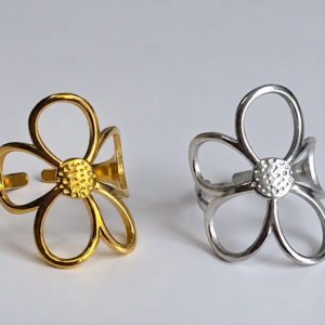 Home ring met abstract bloemmotief goud zilverpm