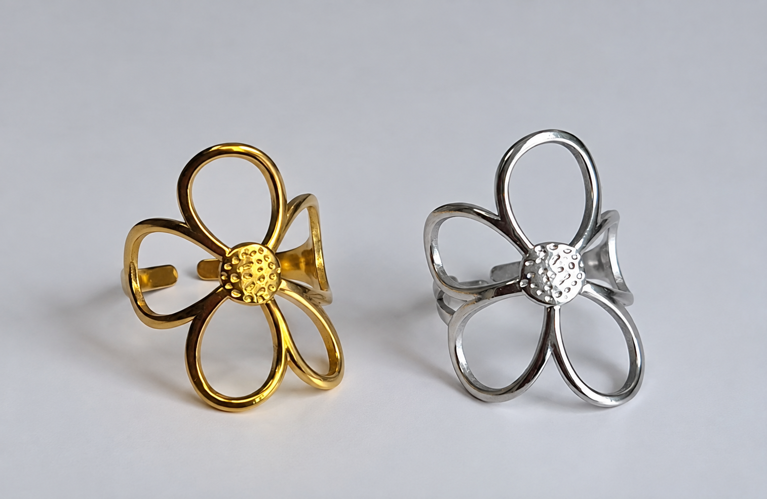 ring met abstract bloemmotief goud zilverpm ring met abstract bloemmotief goud zilverpm