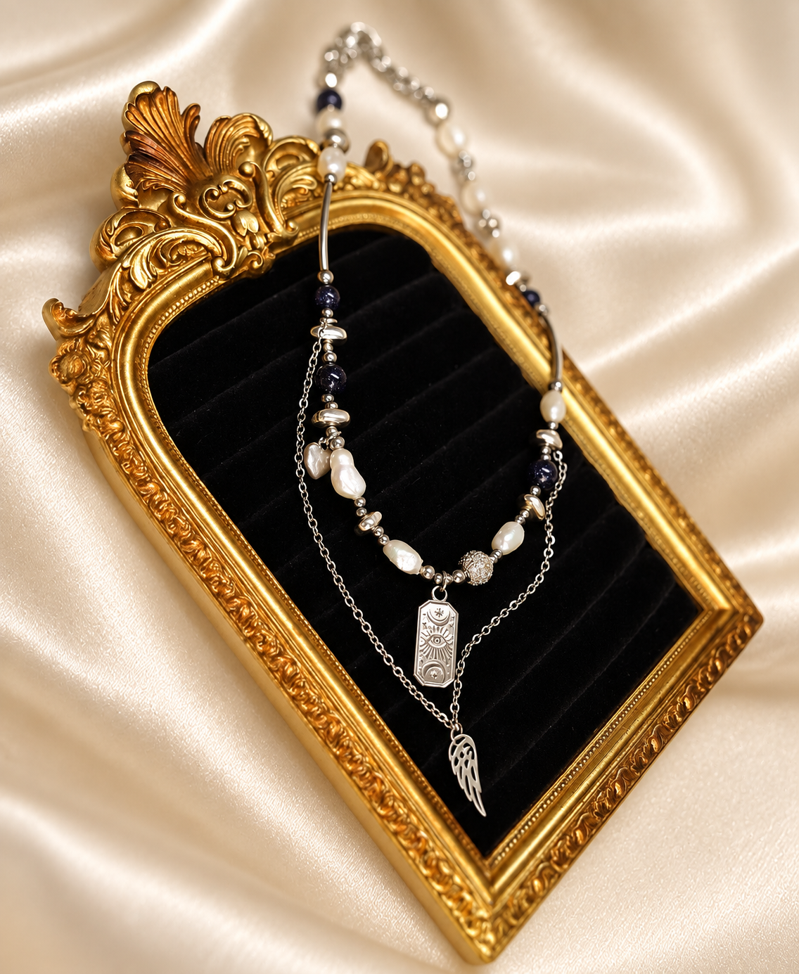 zilveren ketting met barokparels blauwe goudsteen grand jewellery pm zilveren ketting met barokparels blauwe goudsteen grand jewellery pm
