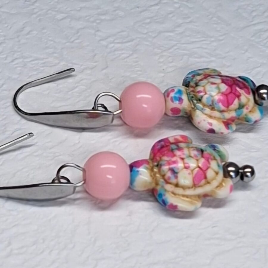 colorful turtle hanger oorbellen • 316l staal
