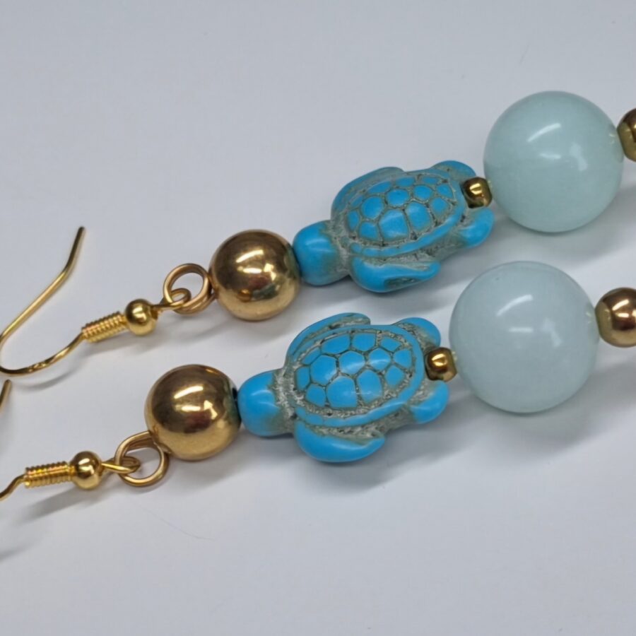 turquoise turtle hanger oorbellen • 316l staal 
