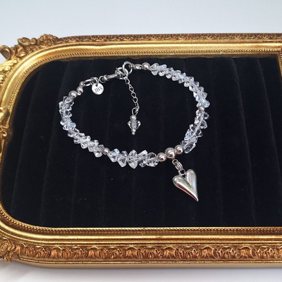 zilveren armband met geslepen kristallen en hart (316l) (1)
